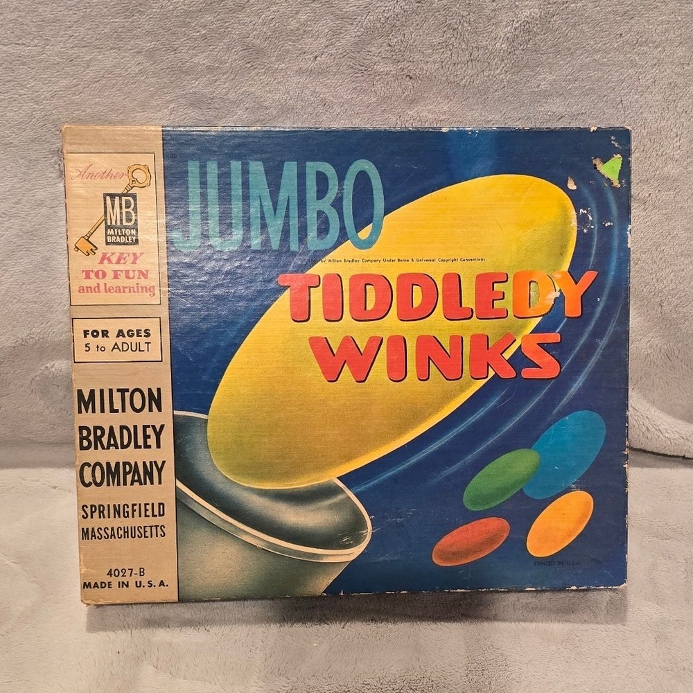 Vintage Milton Bradley Jumbo Tiddledy Winks Game 4027-B Retro Toy Made in USA